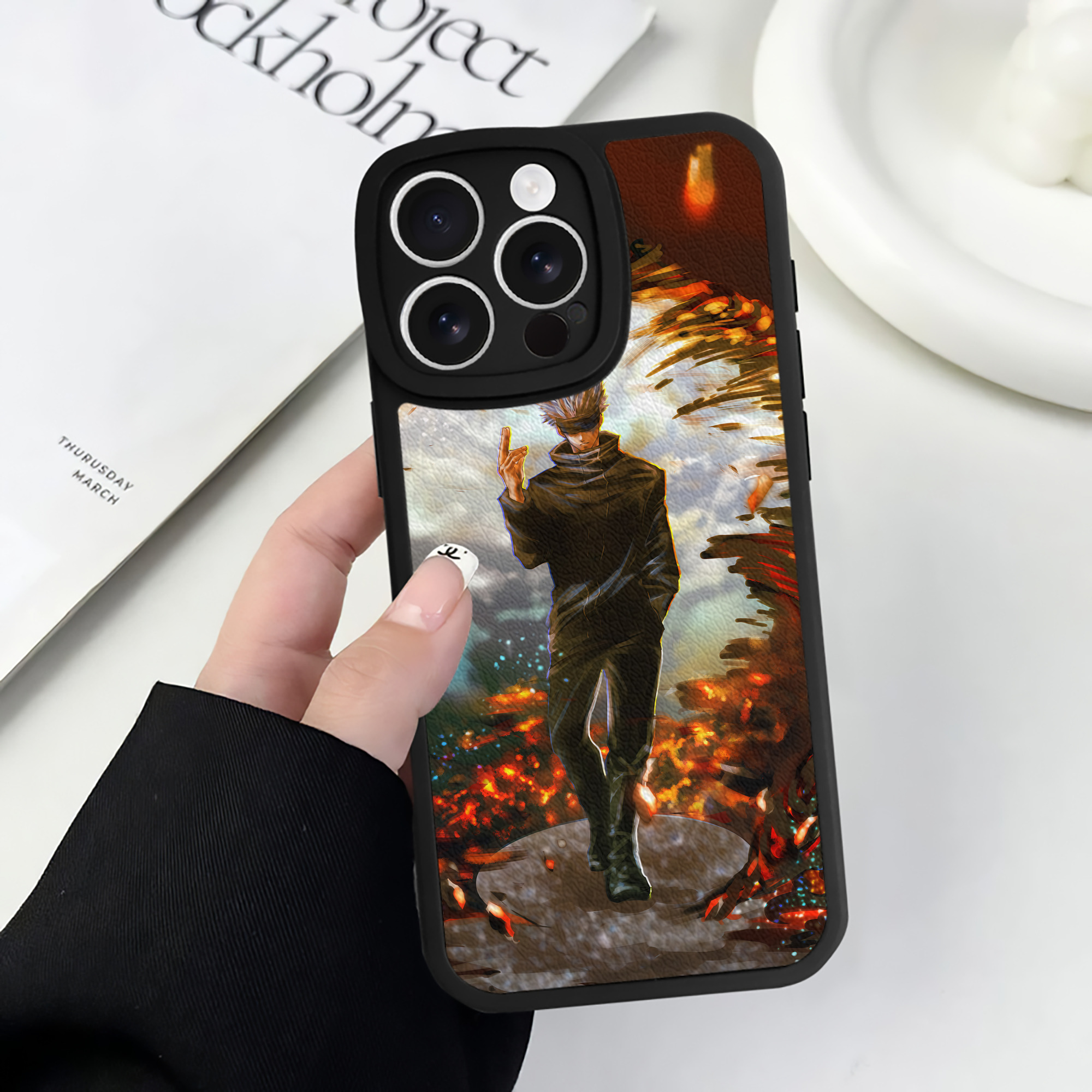 （画像用） 呪術廻戦 Jujutsu Kaisen 【iPhone 16シリーズ対応】シリコンスマホケース（レザー調） 材質：シリコン